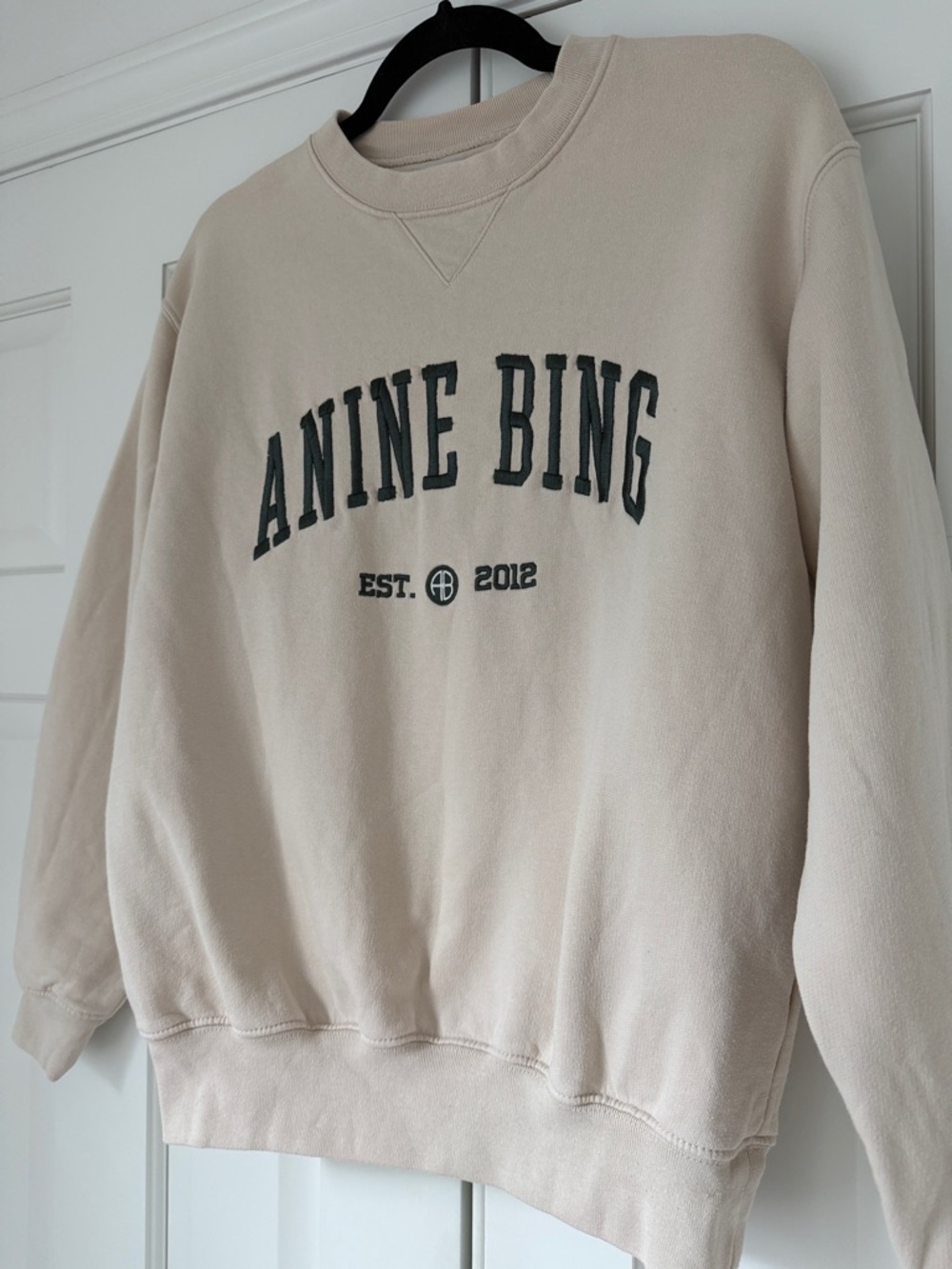 Anine Bing Sweatshirt XS | Anine Bing Crewneck Sweatshirt Embroidered - Picture 2 of 11